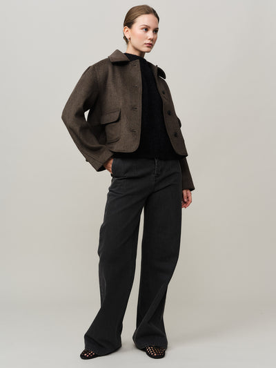 Iris Cropped Jacket - Brown Melange