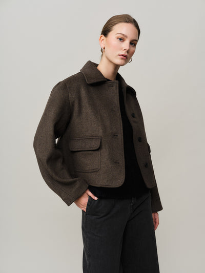 Iris Cropped Jacket - Brown Melange