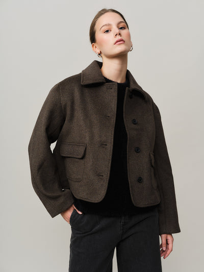 Iris Cropped Jacket - Brown Melange