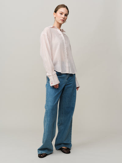 Senja Shirt - White/ Red Stripe