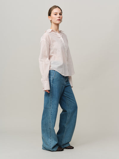 Senja Shirt - White/ Red Stripe