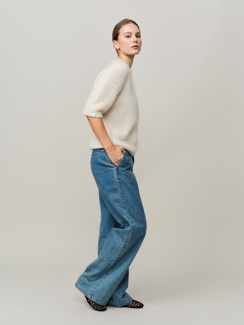 Astrid Knitted Tee - Creme White