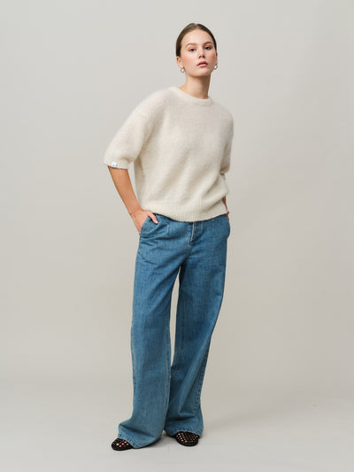 Astrid Knitted Tee - Creme White