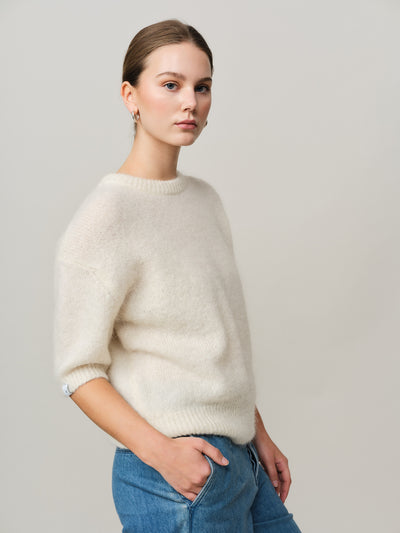 Astrid Knitted Tee - Creme White