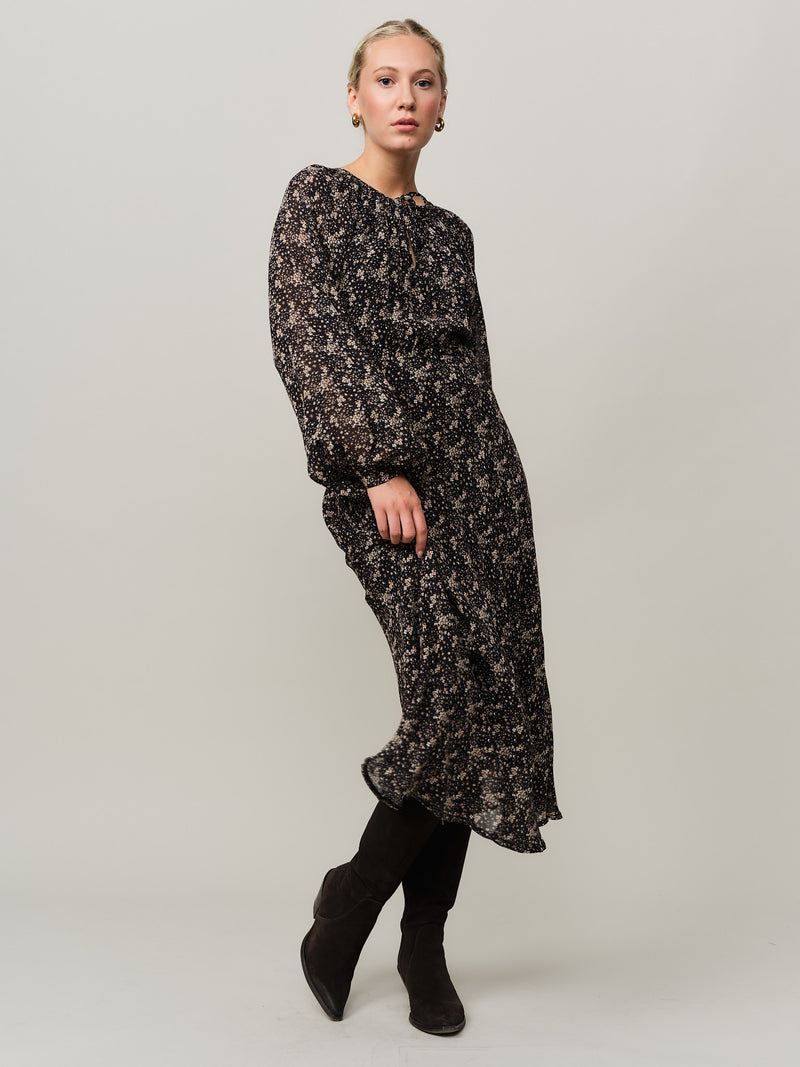 Estelle Drapey Dress - Brown Wild Flower