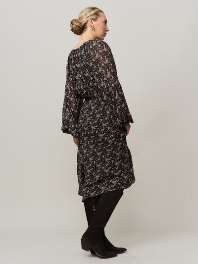 Estelle Drapey Dress - Brown Wild Flower