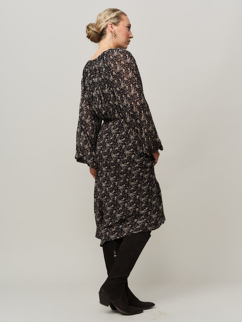 Estelle Drapey Dress - Brown Wild Flower