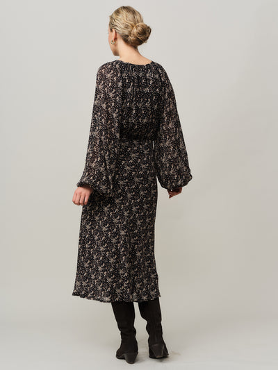 Estelle Drapey Dress - Brown Wild Flower