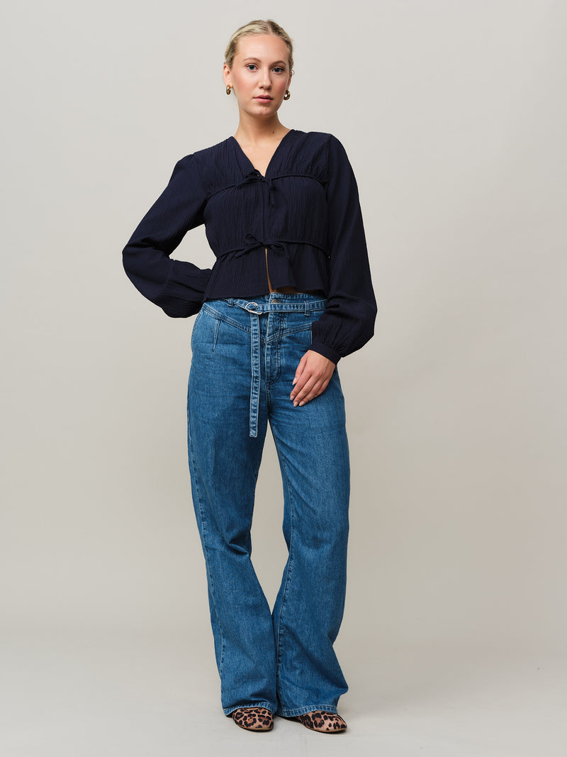 Mercer String Blouse - Midnight Blue