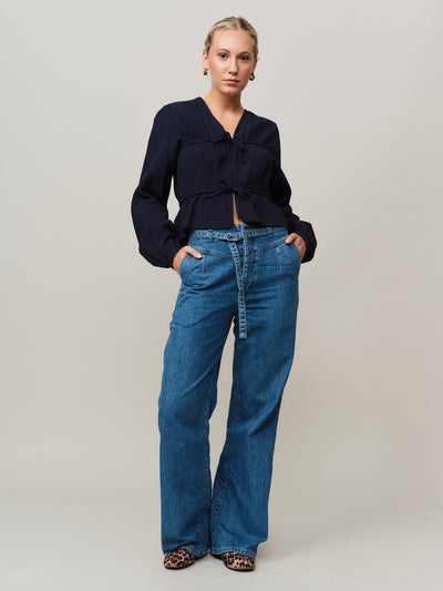 Mercer String Blouse - Midnight Blue