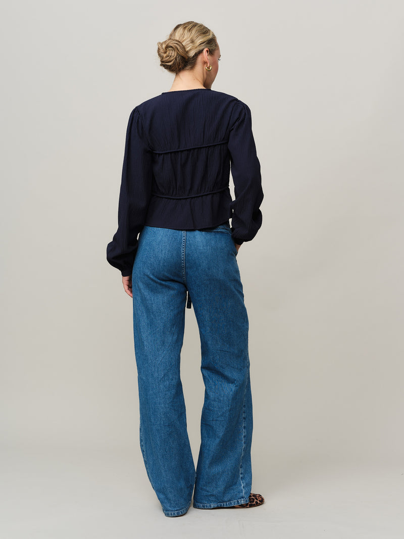 Mercer String Blouse - Midnight Blue
