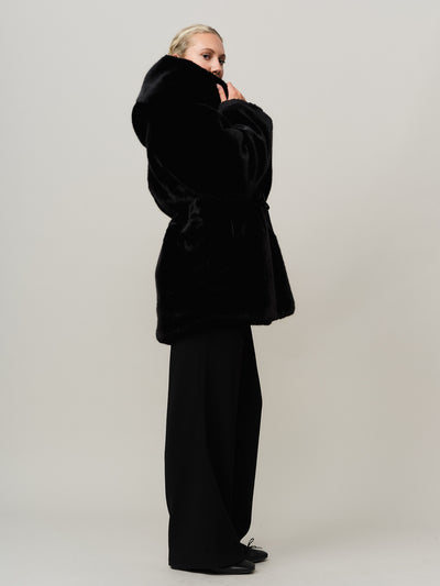 Leo Hooded Coat - Black