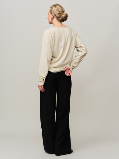 Bianca V neck Sweater - Creme Gold
