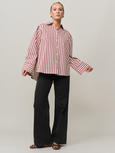Eva Wide Shirt - Red Stripe