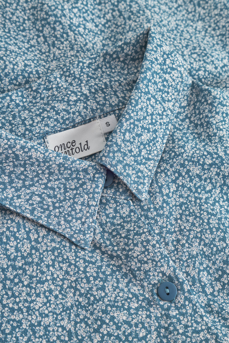 Ellen Shirt - Petite Blue Flower