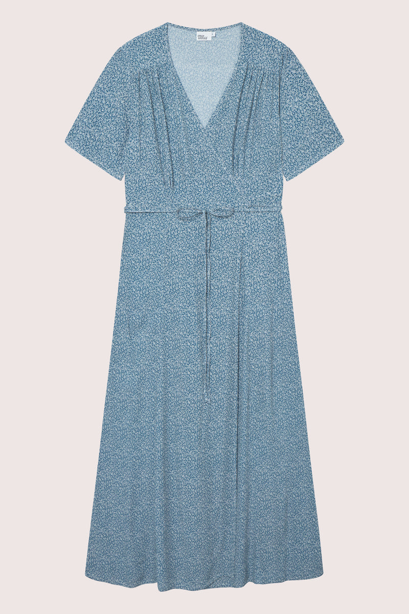 Ellen Wrap Dress - Petite Blue Flower