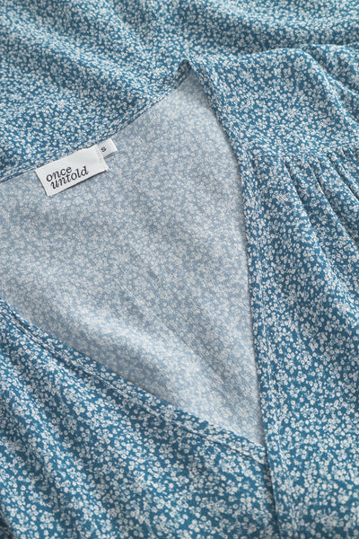 Ellen Wrap Dress - Petite Blue Flower