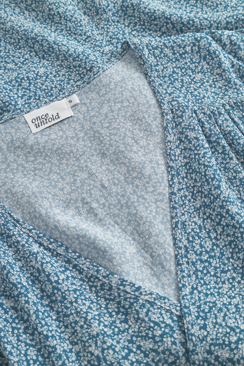 Ellen Wrap Dress - Petite Blue Flower