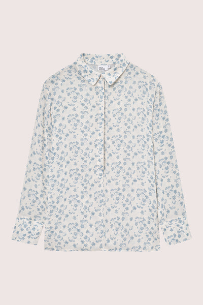 Sunset  Shirt - Cream Blue Flower