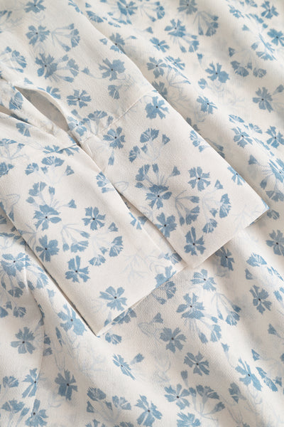 Sunset  Shirt - Cream Blue Flower