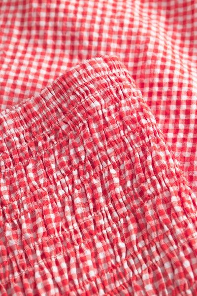 Indiana Long Smock Skirt - Poppy Red Checked