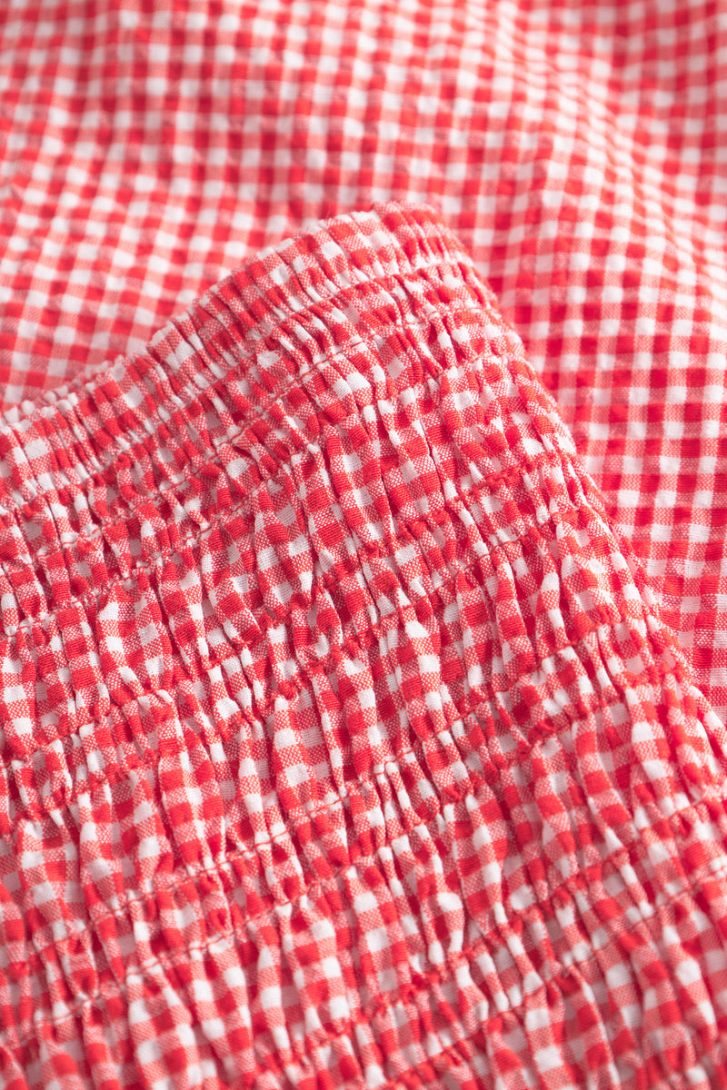 Indiana Long Smock Skirt - Poppy Red Checked